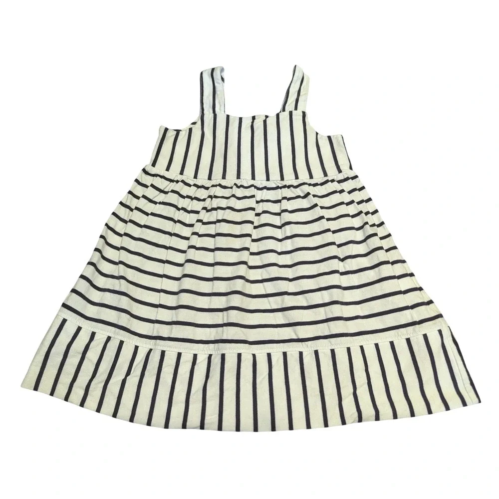 Hanna Andersson Kids Black and White Striped Cotton Sun Dress Size 90 ~US 3T
